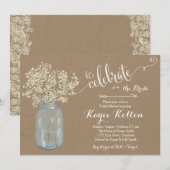 Mason Jar Baby's Breath Bridal Shower Invitation Kaart (Voorkant / Achterkant)