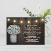 Mason Jar Babys Breath Bridal Shower Uitnodigingen (Staand voorkant)