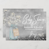 ** Mason Jar Baby's Breath Rustic Baby shower Kaart (Voorkant / Achterkant)