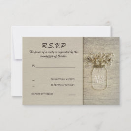 Mason Jar Baby's Breath Rustic Barn RSVP-kaarten RSVP Kaartje