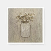 Mason Jar Baby's Breath Rustieke Bruiloft Servetten (Voorkant)
