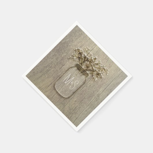 Mason Jar Baby's Breath Rustieke Bruiloft Servetten (Hoek)