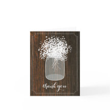 Mason Jar Baby's Breath Schuur Hout Bedankkaart