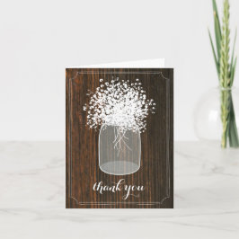 Mason Jar Baby's Breath Schuur Hout Bedankt Kaart