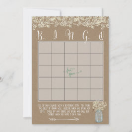 Mason Jar Baby's Breath Shower Bingo Kaarten
