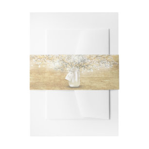 Mason Jar Baby's Breath String Lights Rustic Wood Uitnodigingen Wikkel