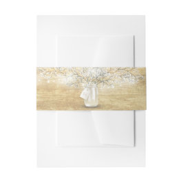 Mason Jar Baby's Breath String Lights Rustiek Hout Uitnodigingen Wikkel