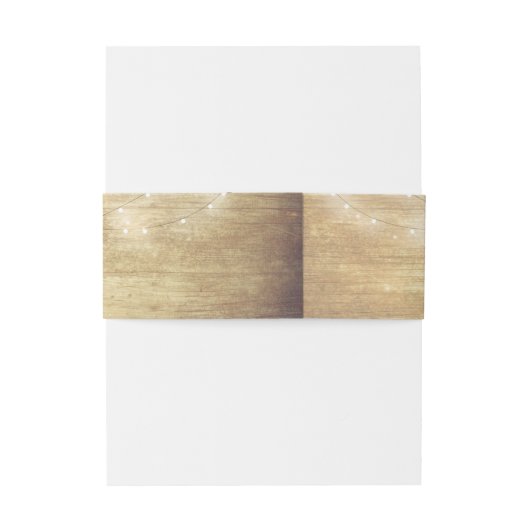 Mason Jar Baby's Breath String Lights Rustiek Hout Uitnodigingen Wikkel (Achterkant Voorbeeld)