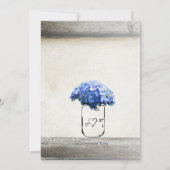 Mason Jar Barn Wood Blue Hydrangeas Vrijgezellenfe Kaart (Achterkant)