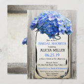 Mason Jar Barn Wood Blue Hydrangeas Vrijgezellenfe Kaart (Voorkant / Achterkant)