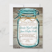 Mason Jar Barn Wood Rustic Wedding Invitations Kaart (Voorkant)