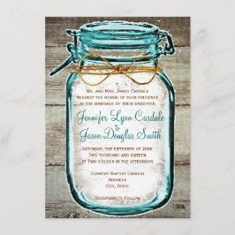Mason Jar Barn Wood Rustic Wedding Invitations Kaart