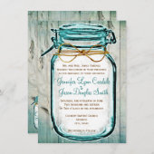 Mason Jar Barn Wood Rustic Wedding Invitations Kaart (Voorkant / Achterkant)