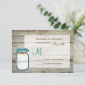Mason Jar Barn Wood Rustic Wedding RSVP-kaarten RSVP Kaartje (Staand voorkant)