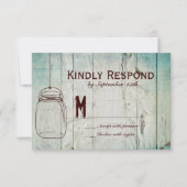 Mason Jar Barn Wood Typography Wedding RSVP Cards (Voorkant)