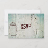 Mason Jar Barn Wood Typography Wedding RSVP Cards (Achterkant)