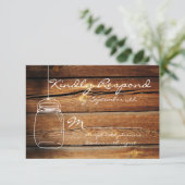 Mason Jar Barn Wood Wedding RSVP-kaarten RSVP Kaartje (Staand voorkant)