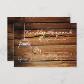 Mason Jar Barn Wood Wedding RSVP-kaarten RSVP Kaartje (Voorkant / Achterkant)