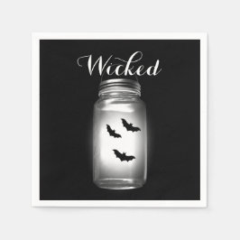 Mason Jar Bats Halloween Napkin Servet