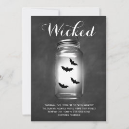 Mason Jar Bats Halloween Uitnodiging