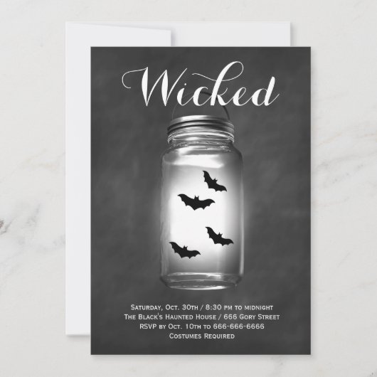 Mason Jar Bats Halloween Uitnodiging (Voorkant)