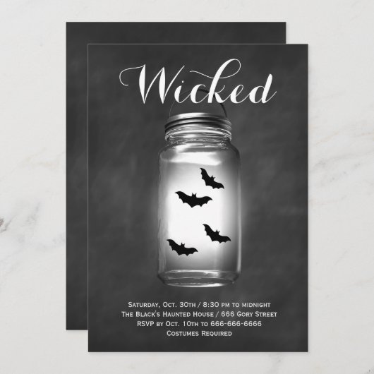 Mason Jar Bats Halloween Uitnodiging (Voorkant / Achterkant)