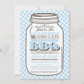 Mason Jar BBQ Invitation, Couples Baby shower Boy Kaart (Voorkant)