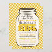Mason Jar BBQ Invitation, Couples Shower, Yellow Kaart (Voorkant / Achterkant)
