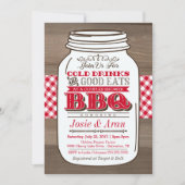 Mason Jar BBQ-uitnodiging, koppel bruisparty op ho Kaart (Voorkant)