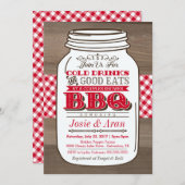 Mason Jar BBQ-uitnodiging, koppel bruisparty op ho Kaart (Voorkant / Achterkant)