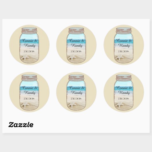 Mason Jar Beach Bruiloft Sticker (Vel)