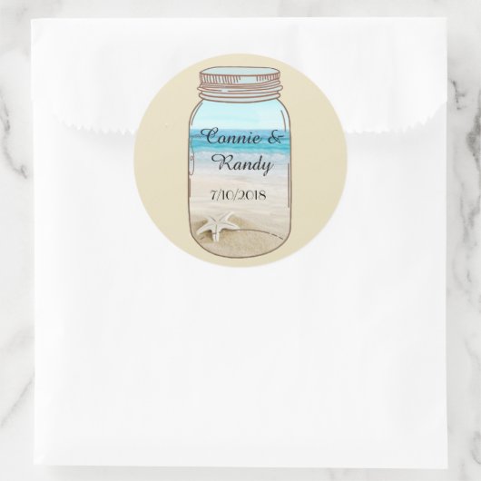 Mason Jar Beach Bruiloft Sticker (Tas)