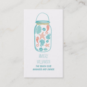 Mason Jar Beach Nautical Coastal Underwater White Visitekaartje