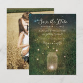 Mason Jar Betoverde Bos Bruiloft Save the Date (Voorkant / Achterkant)