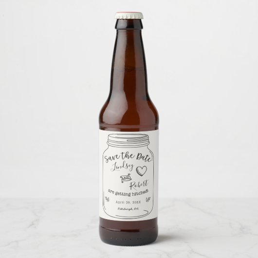 Mason Jar Bewaar de Datum Bier Etiket (Voorkant)