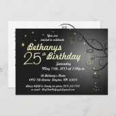 Mason Jar Birthday Invitation in Black Grey Kaart (Voorkant / Achterkant)
