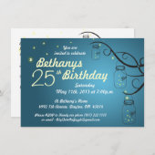 Mason Jar Birthday Invitation in Blauwgroen / Blue Kaart (Voorkant / Achterkant)