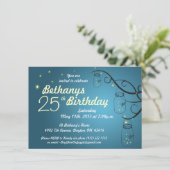 Mason Jar Birthday Invitation in Blauwgroen / Blue Kaart (Staand voorkant)