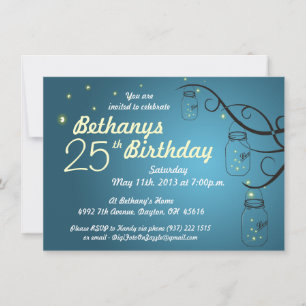 Mason Jar Birthday Invitation in Blauwgroen / Blue Kaart