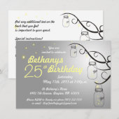 Mason Jar Birthday Invitation in Grey Silver Kaart (Voorkant / Achterkant)