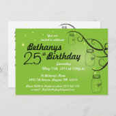 Mason Jar Birthday Invitation in Lime Green Kaart (Voorkant / Achterkant)