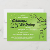 Mason Jar Birthday Invitation in Lime Green Kaart (Voorkant)