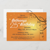 Mason Jar Birthday Invitation in Sunset Colors Kaart (Voorkant / Achterkant)