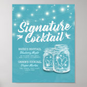 Mason Jar Blauw Bloemstuk Bruiloft Signature Drank Poster (Voorkant)