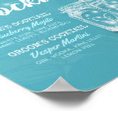 Mason Jar Blauwe Bloemige Trouw Signature Drankmen Poster (Hoek)