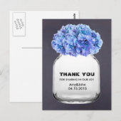 Mason jar blauwe hortensia dank u opmerking horten briefkaart (Voorkant / Achterkant)