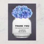 Mason jar blauwe hortensia dank u opmerking horten briefkaart (Voorkant)