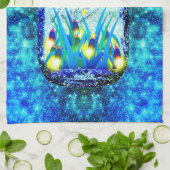 Mason jar bliksem bug gloeiende vuurvliegblauw gee theedoek (Gevouwen)