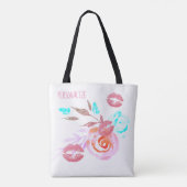 Mason jar bloem en vlinder kus schattig blauw roze tote bag (Achterkant)