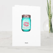 Mason jar bloem vlinder kus schattig roze lippen kaart (Achterkant)